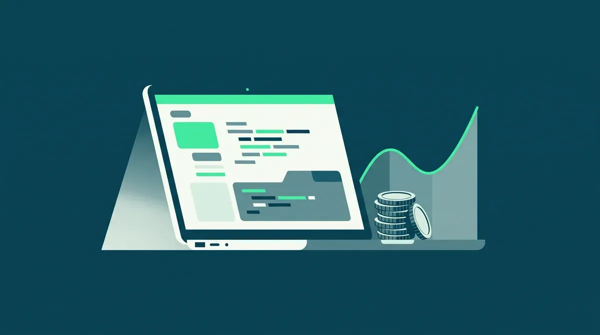 Métier de développeur web : ordinateur portable affichant du code et une maquette d'interface