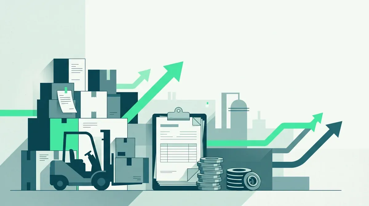 Métier de responsable logistique : entrepôt, rayonnages et transpalette avec palette